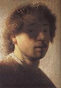 Rembrandt Harmensz Van Rijn Sjalvportratt at about 21 ars alder oil on canvas